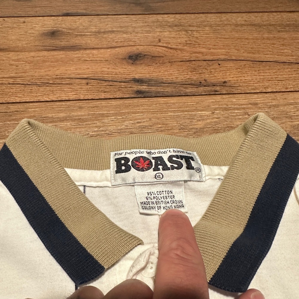 Vintage Boast White Pinstripe Mickey Mouse Polo Shirt Mens XL - Picture 4 of 6